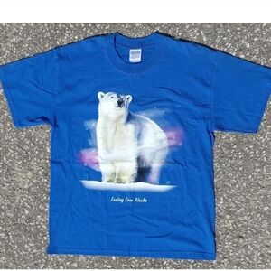 Vtg 2000s Polar Bear Alaska Tourist Print Tee Gildan Heavy Cotton T-Shirt Size L